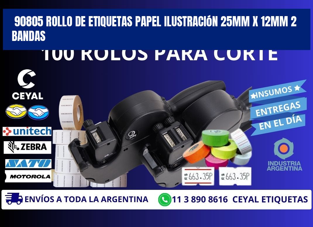 90805 Rollo de Etiquetas Papel Ilustración 25mm x 12mm 2 Bandas