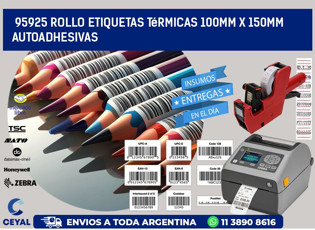 95925 Rollo Etiquetas Térmicas 100mm X 150mm Autoadhesivas