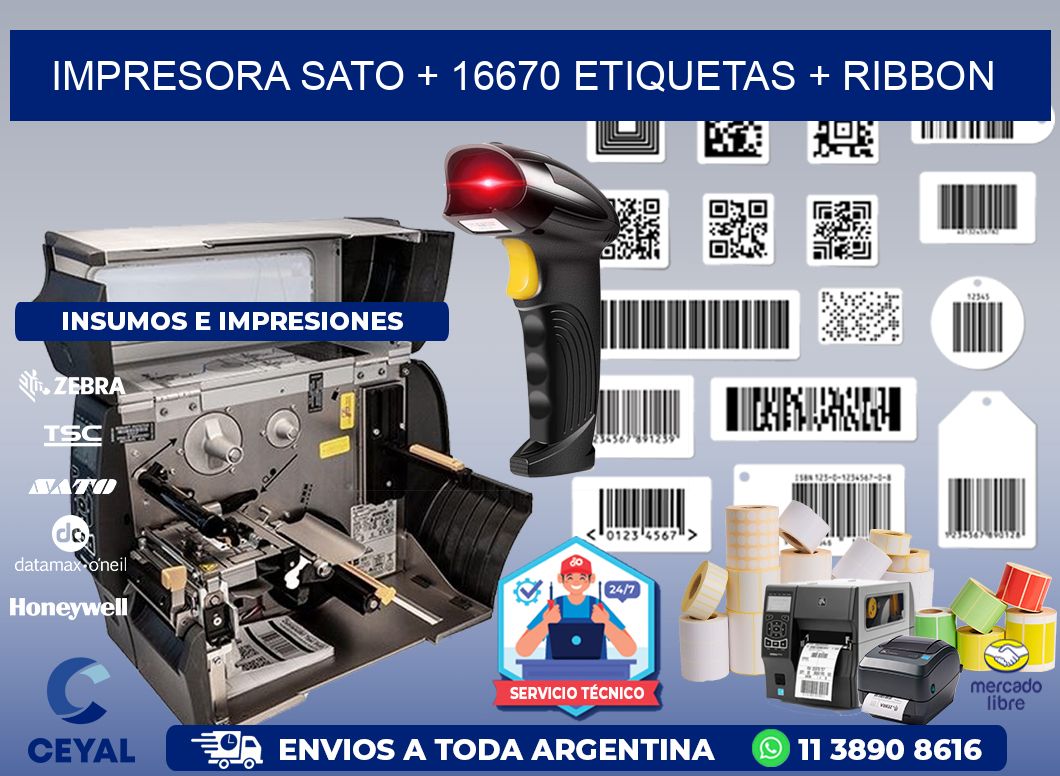 impresora SATO + 16670 etiquetas + ribbon