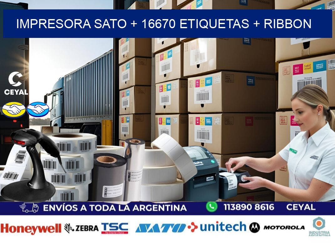 impresora SATO + 16670 etiquetas + ribbon