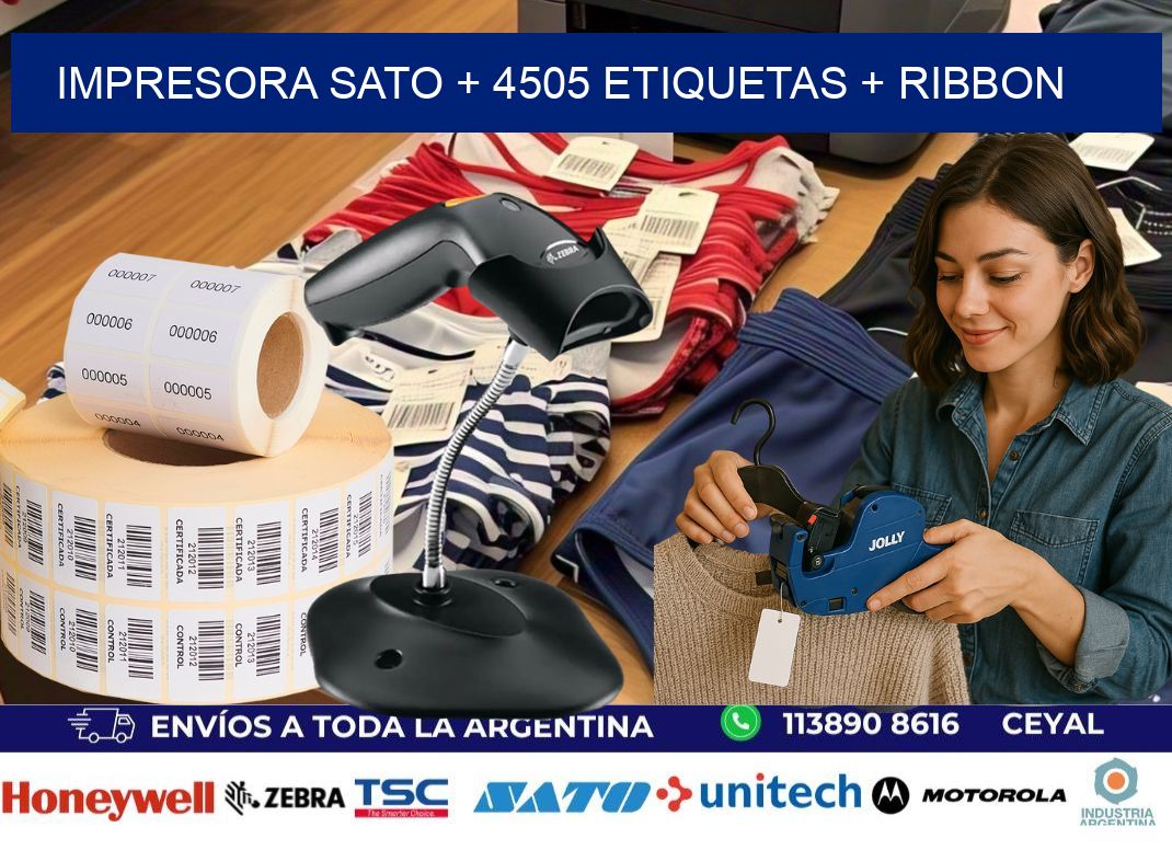 impresora SATO + 4505 etiquetas + ribbon