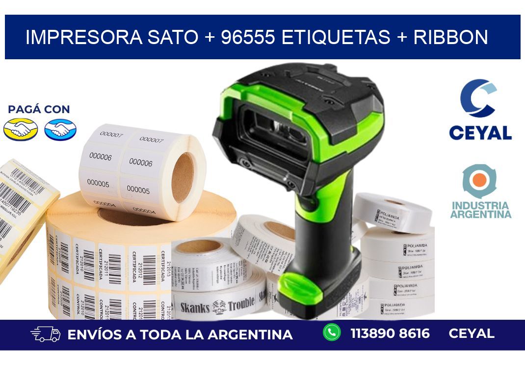impresora SATO + 96555 etiquetas + ribbon
