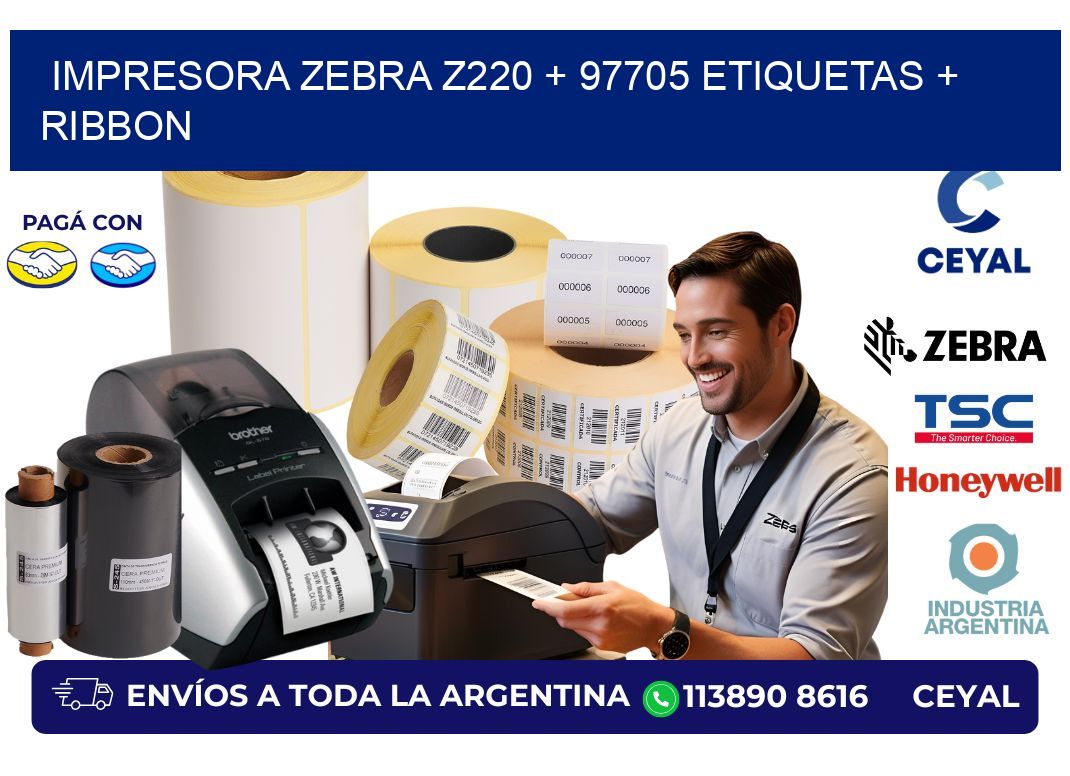 impresora zebra z220 + 97705 etiquetas + ribbon