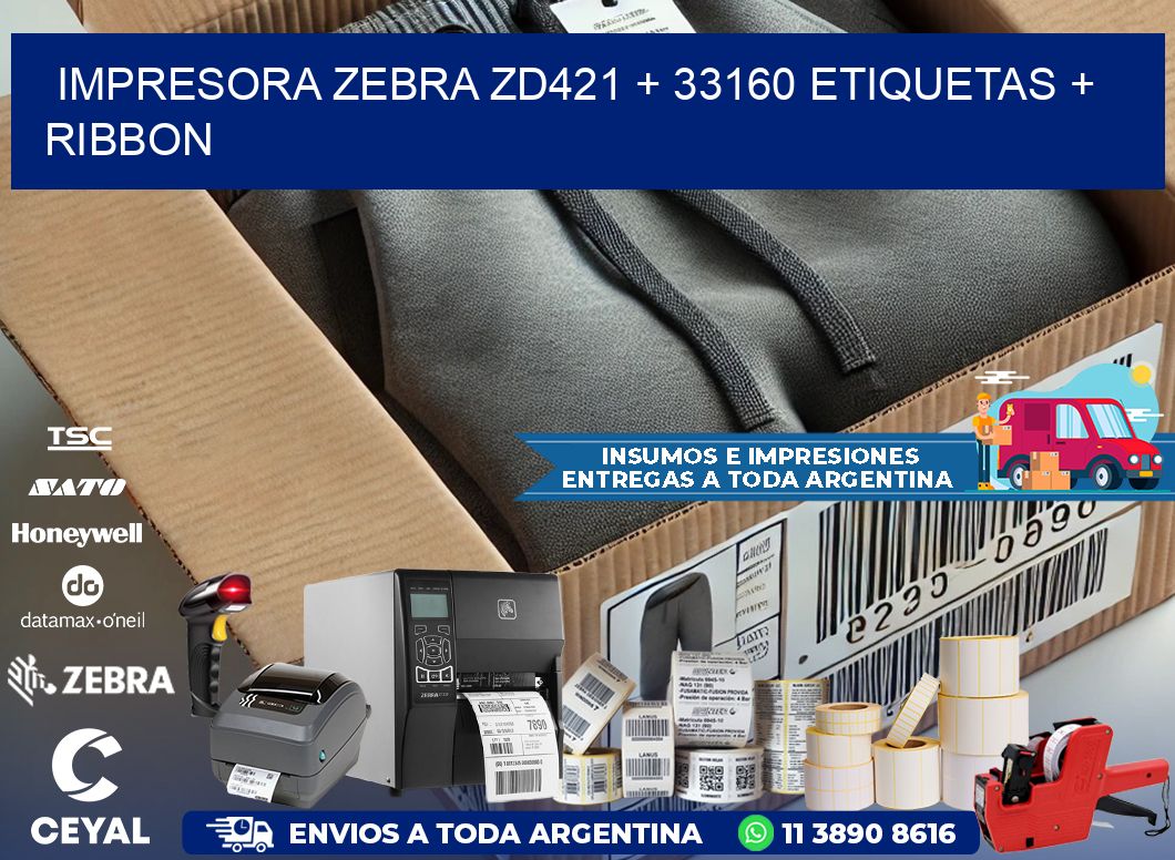 impresora zebra zd421 + 33160 etiquetas + ribbon