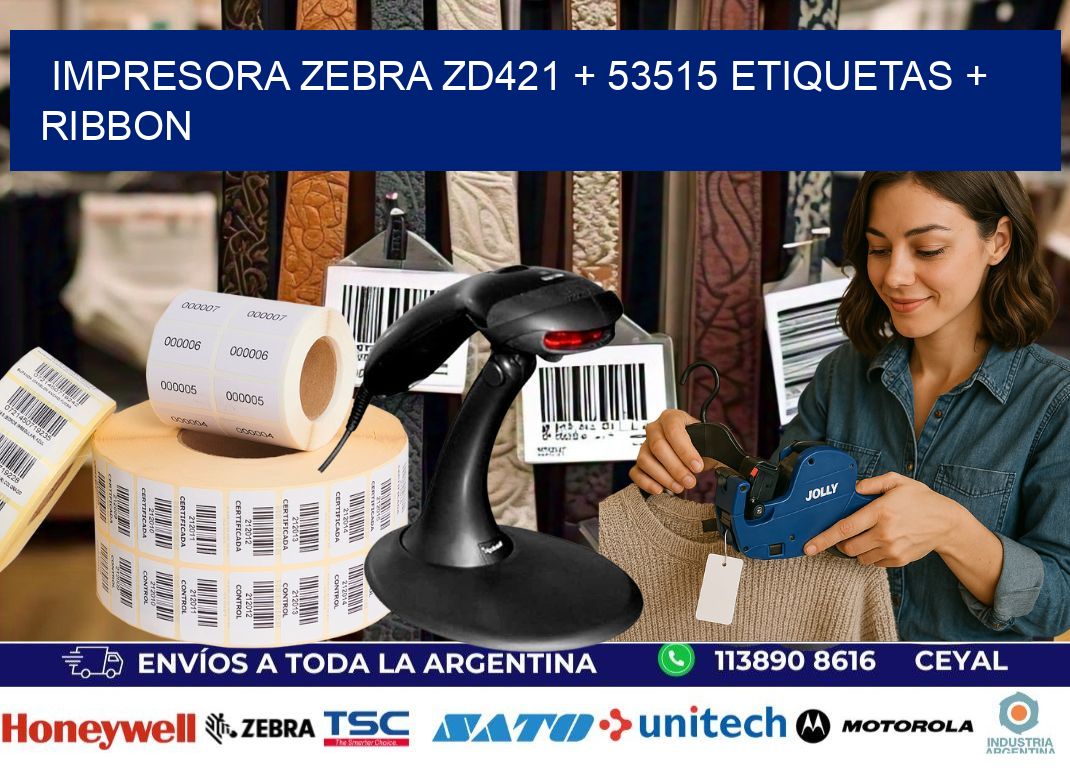 impresora zebra zd421 + 53515 etiquetas + ribbon
