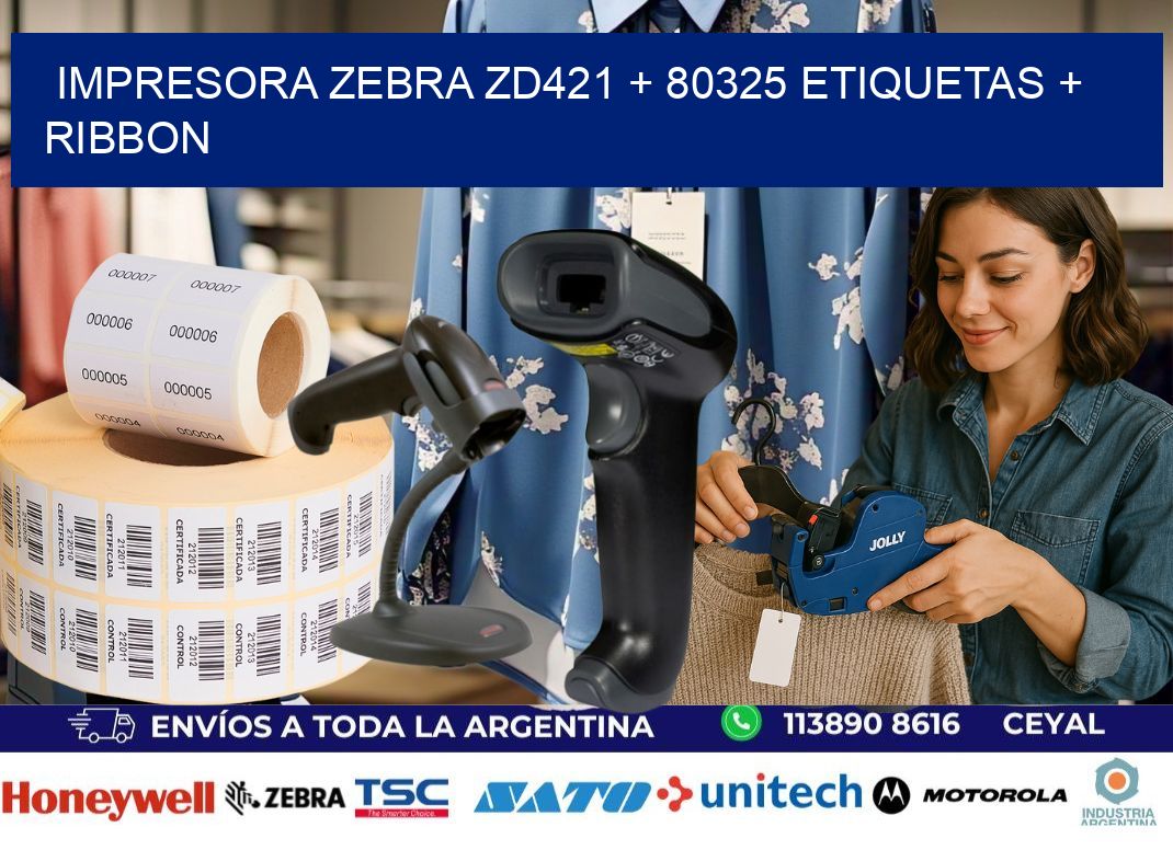 impresora zebra zd421 + 80325 etiquetas + ribbon