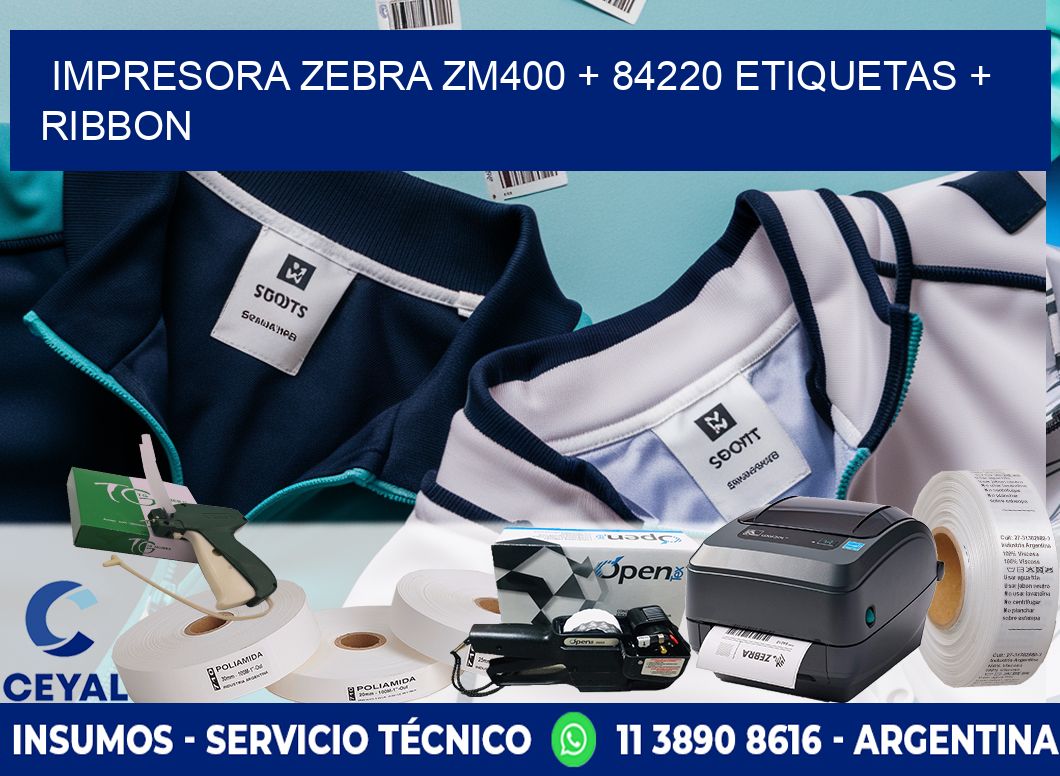 impresora zebra zm400 + 84220 etiquetas + ribbon