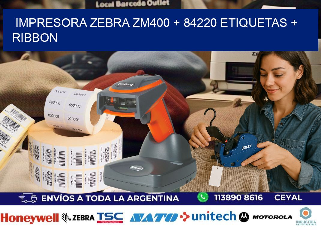 impresora zebra zm400 + 84220 etiquetas + ribbon