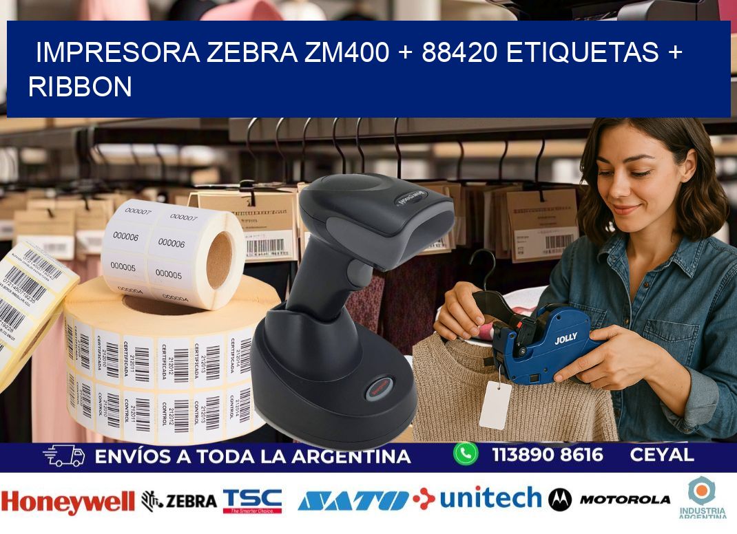 impresora zebra zm400 + 88420 etiquetas + ribbon