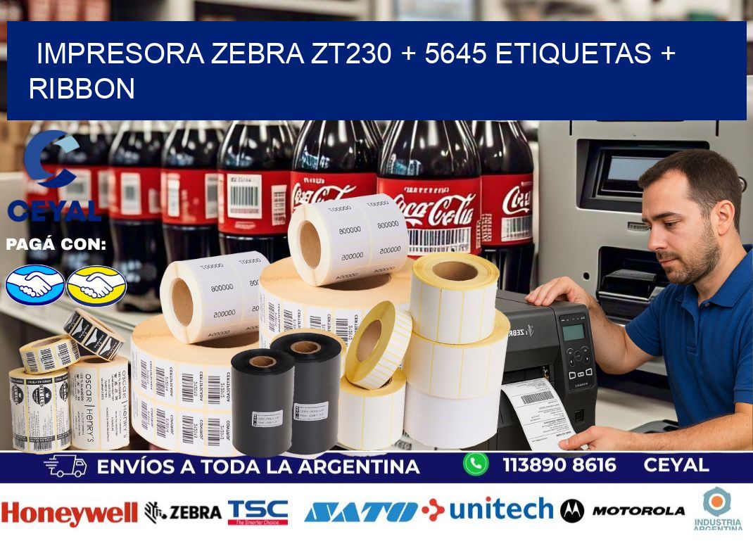impresora zebra zt230 + 5645 etiquetas + ribbon