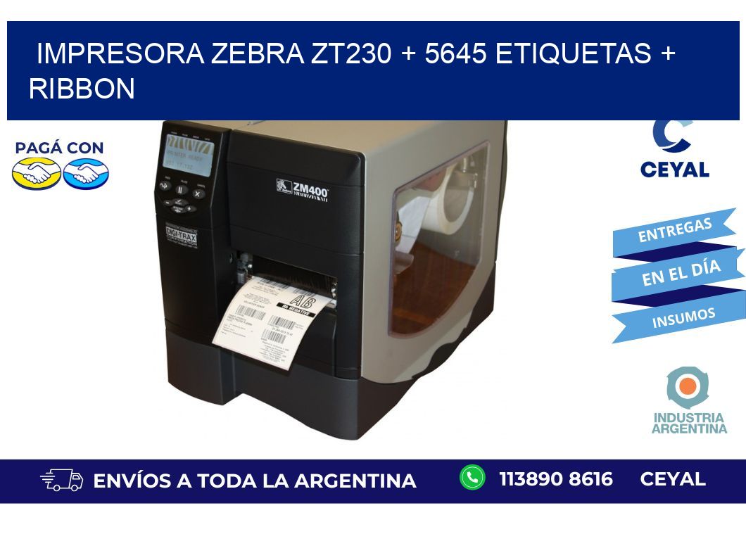 impresora zebra zt230 + 5645 etiquetas + ribbon