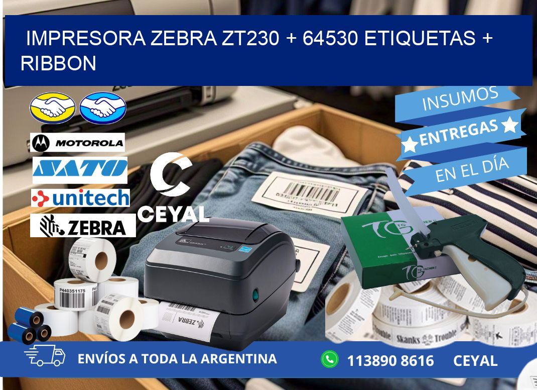 impresora zebra zt230 + 64530 etiquetas + ribbon