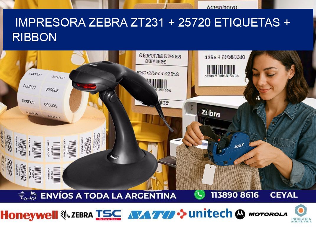 impresora zebra zt231 + 25720 etiquetas + ribbon