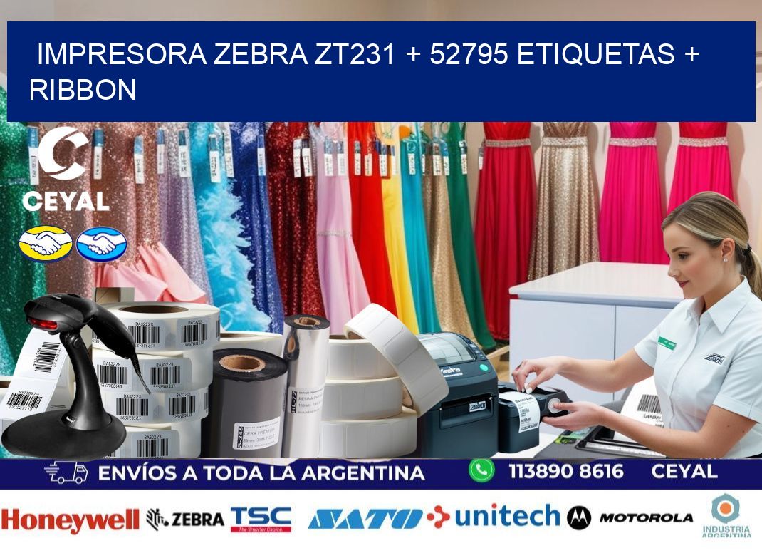 impresora zebra zt231 + 52795 etiquetas + ribbon