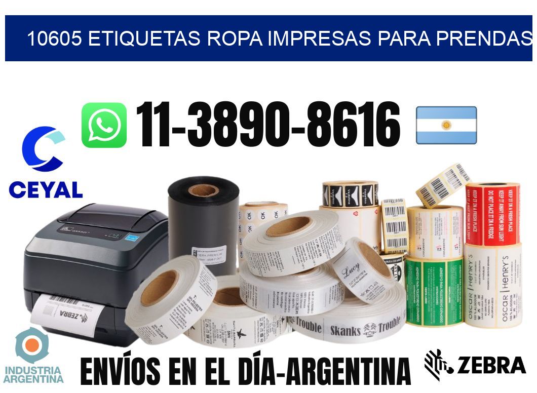 10605 Etiquetas ropa impresas para prendas