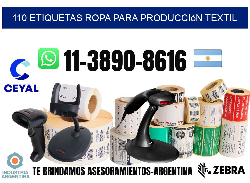 110 Etiquetas ropa para producción textil