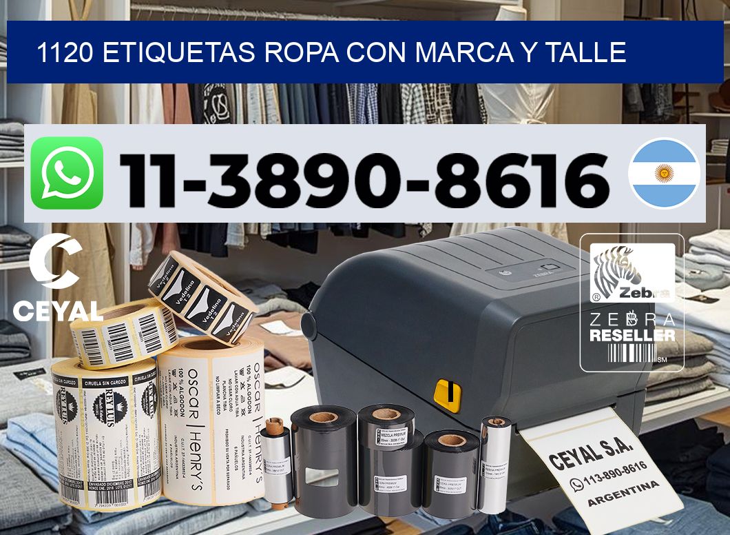 1120 Etiquetas ropa con marca y talle