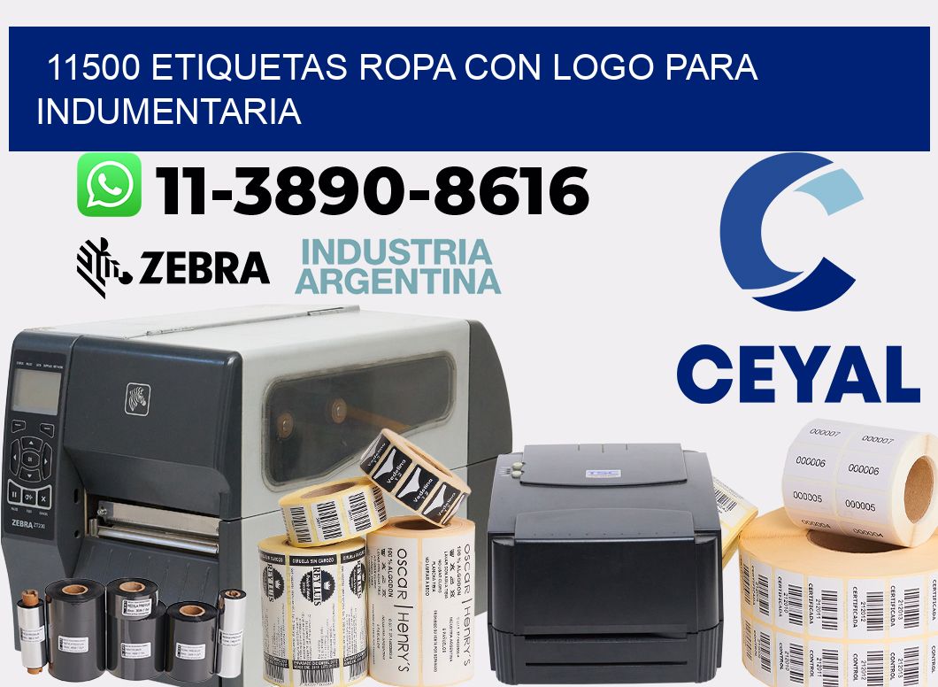 11500 Etiquetas ropa con logo para indumentaria