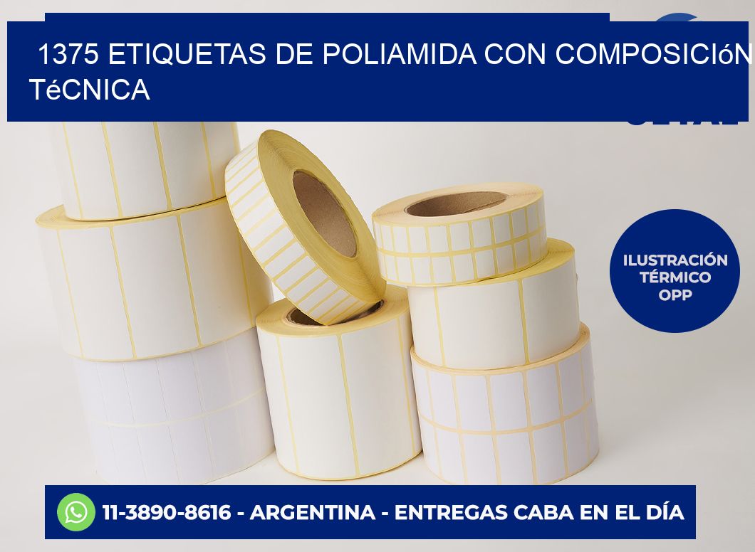 1375 Etiquetas de poliamida con composición técnica