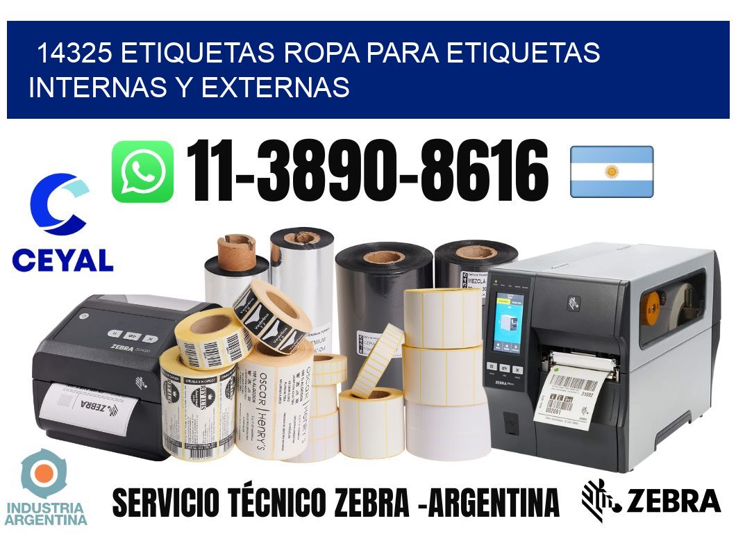 14325 Etiquetas ropa para etiquetas internas y externas