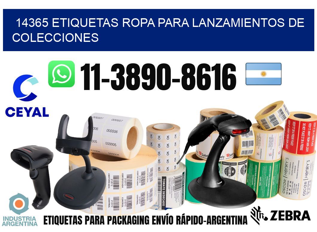 14365 Etiquetas ropa para lanzamientos de colecciones