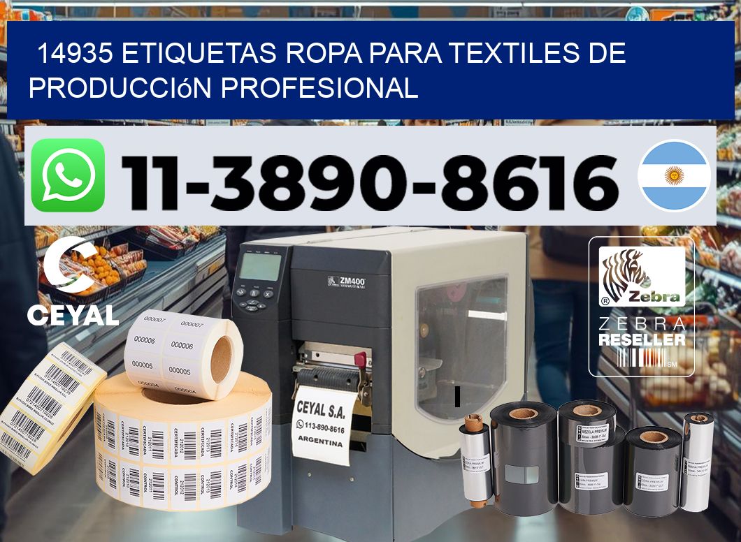 14935 Etiquetas ropa para textiles de producción profesional