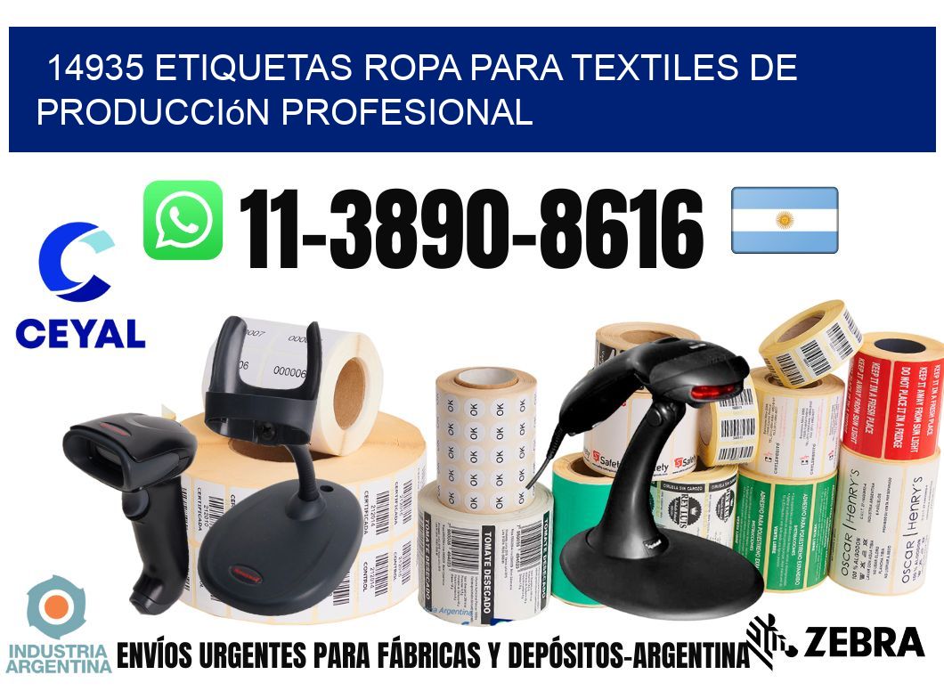 14935 Etiquetas ropa para textiles de producción profesional