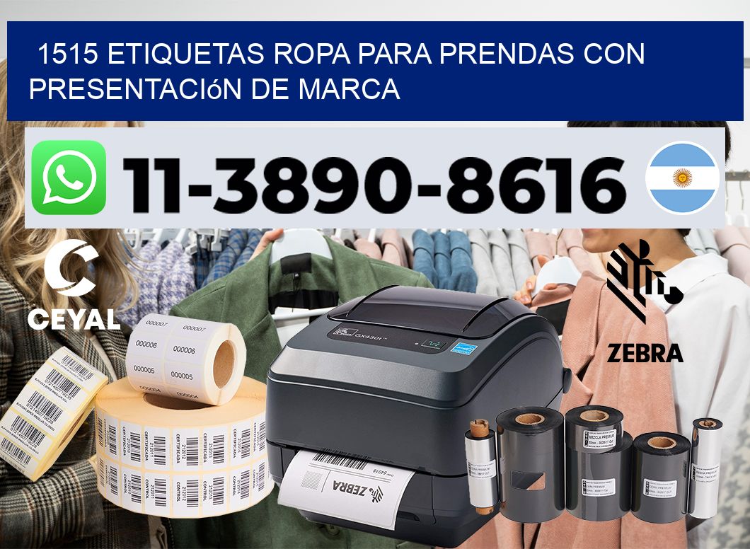 1515 Etiquetas ropa para prendas con presentación de marca