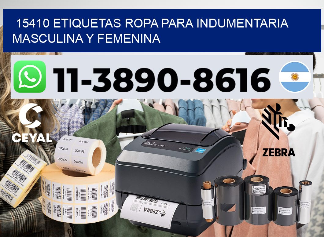 15410 Etiquetas ropa para indumentaria masculina y femenina