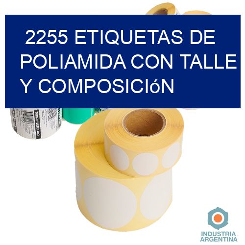 2255 Etiquetas de poliamida con talle y composición