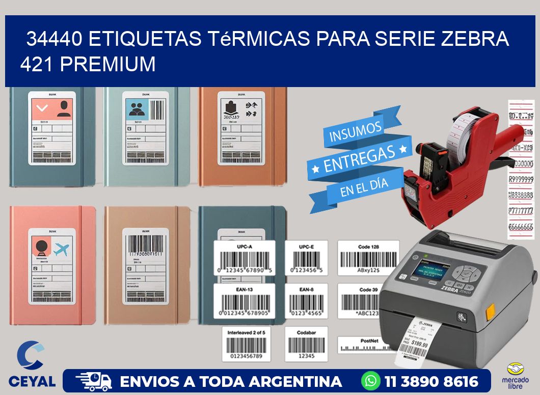 34440 etiquetas térmicas para serie zebra 421 premium