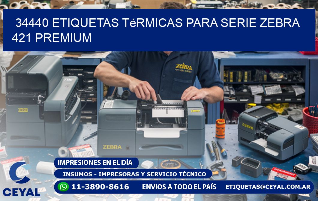 34440 etiquetas térmicas para serie zebra 421 premium