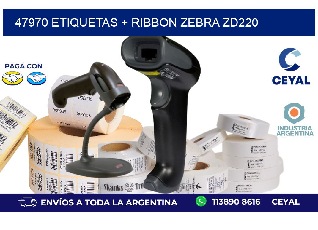 47970 etiquetas + ribbon zebra zd220