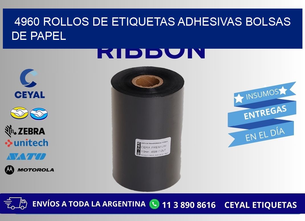 4960 rollos de etiquetas adhesivas bolsas de papel