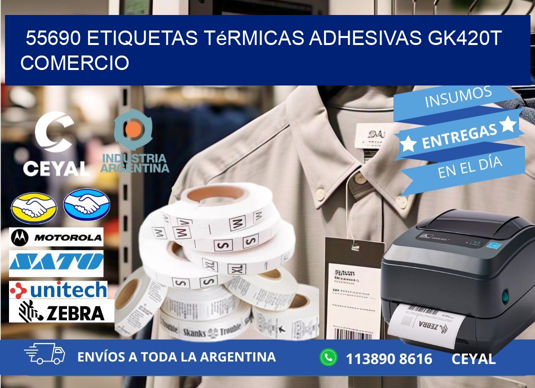 55690 etiquetas térmicas adhesivas gk420t comercio