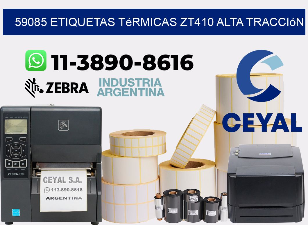 59085 etiquetas térmicas zt410 alta tracción