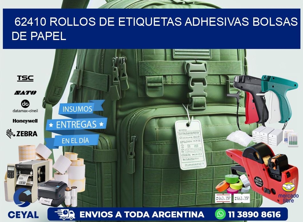 62410 rollos de etiquetas adhesivas bolsas de papel