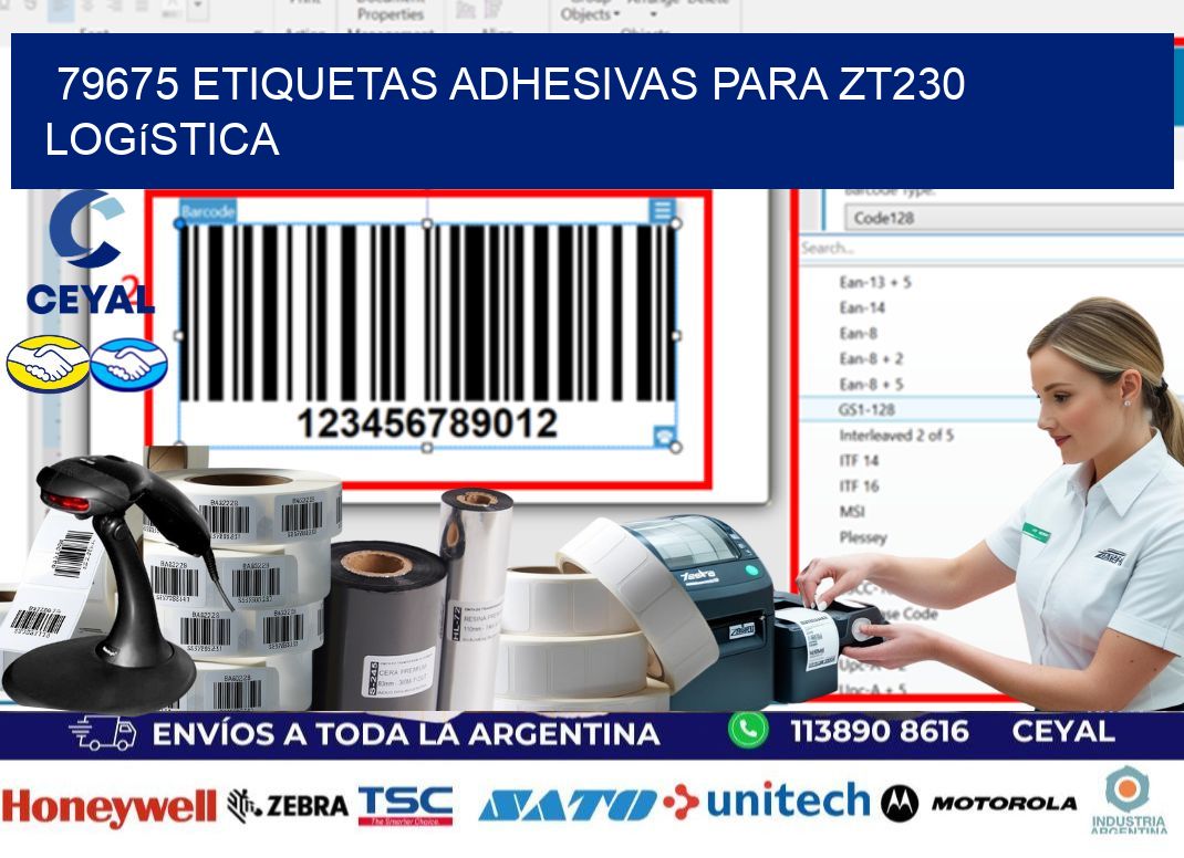 79675 etiquetas adhesivas para zt230 logística