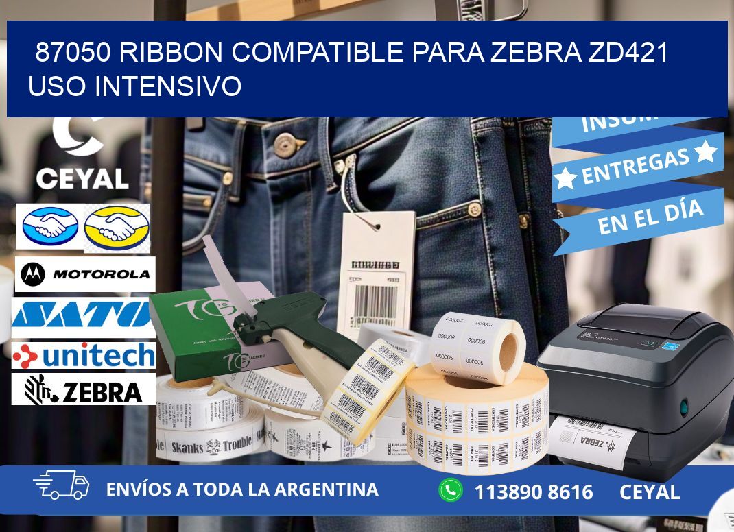 87050 ribbon compatible para zebra zd421 uso intensivo