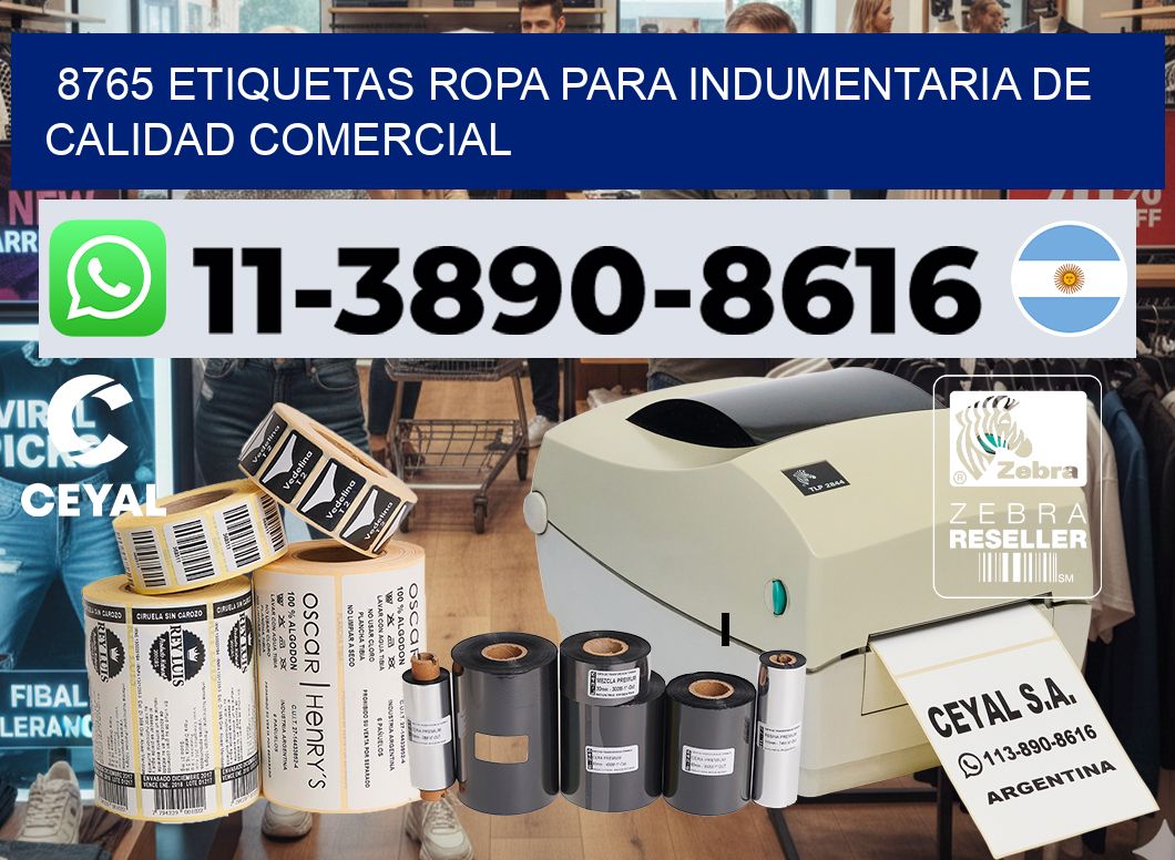 8765 Etiquetas ropa para indumentaria de calidad comercial
