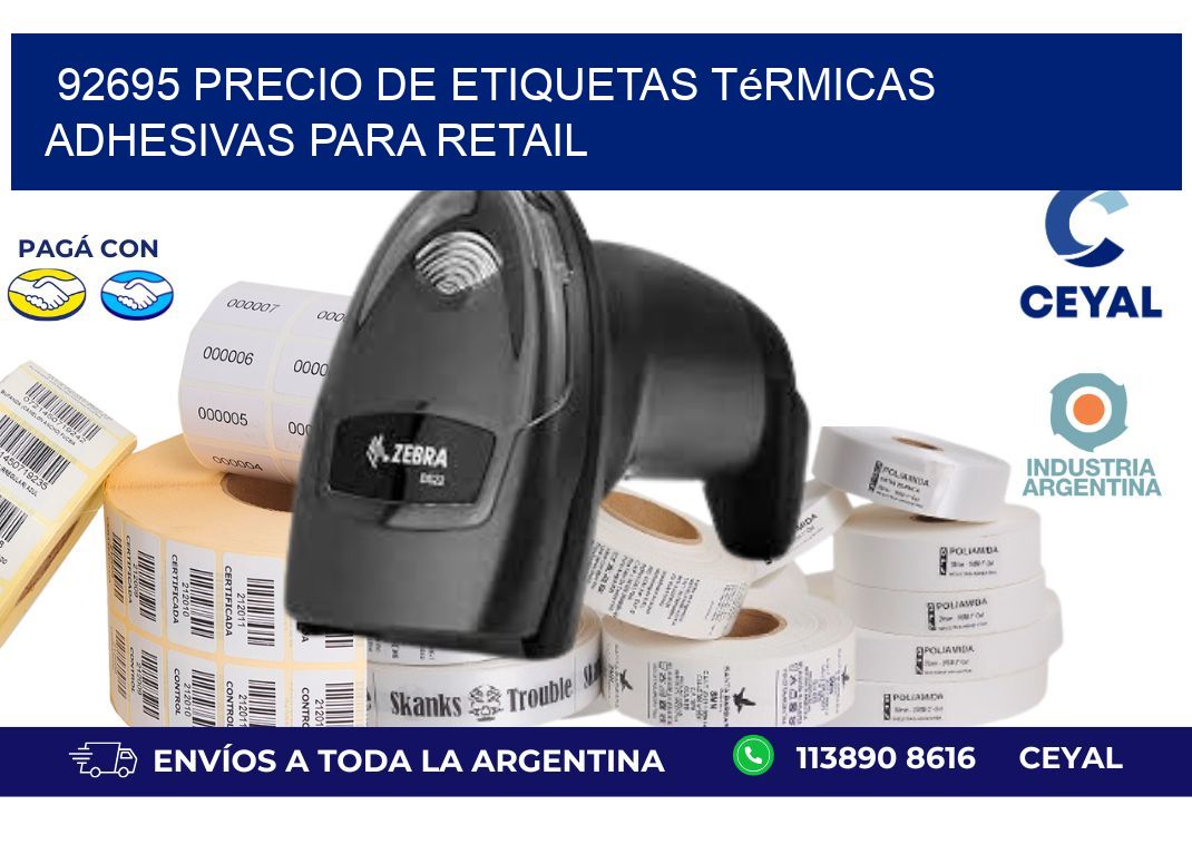 92695 precio de etiquetas térmicas adhesivas para retail