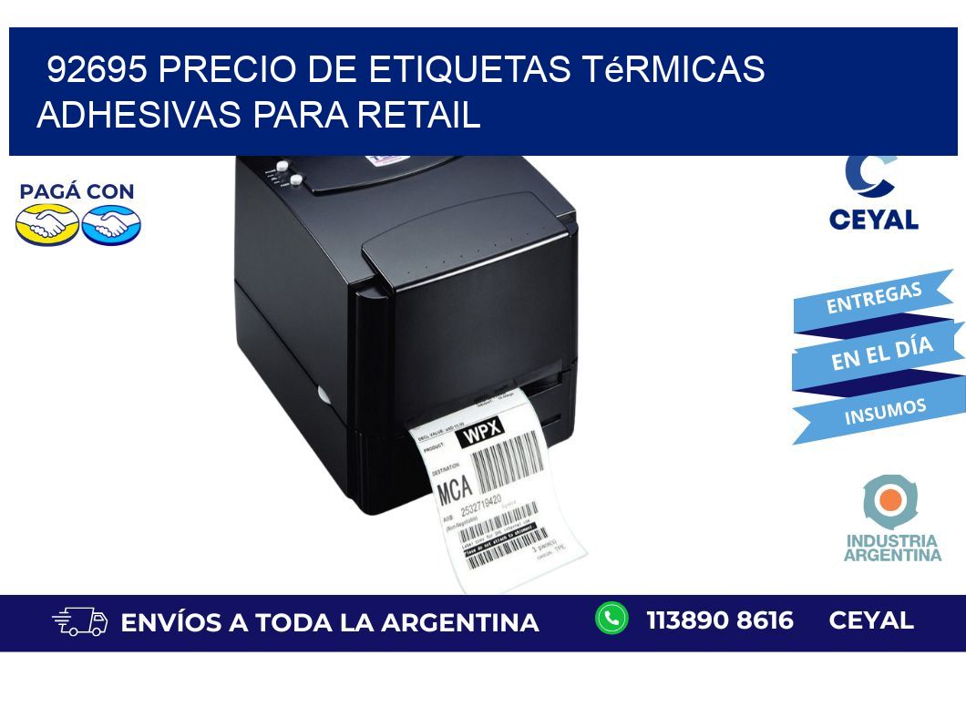 92695 precio de etiquetas térmicas adhesivas para retail