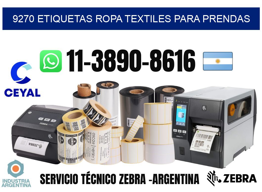 9270 Etiquetas ropa textiles para prendas