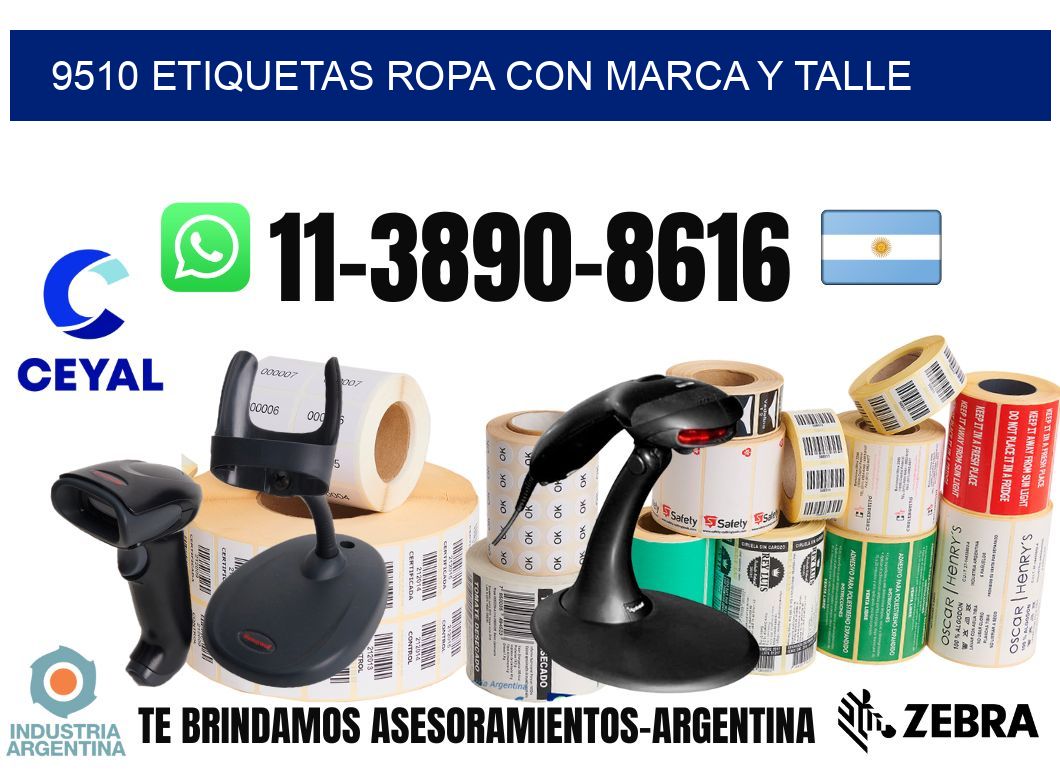 9510 Etiquetas ropa con marca y talle