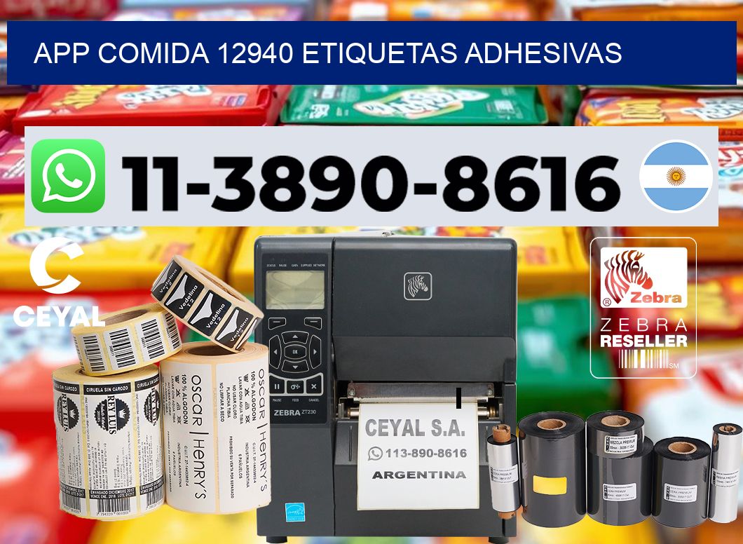App comida 12940 etiquetas adhesivas
