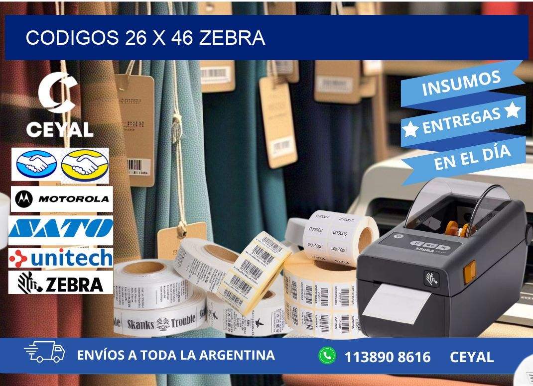 codigos 26 x 46 zebra