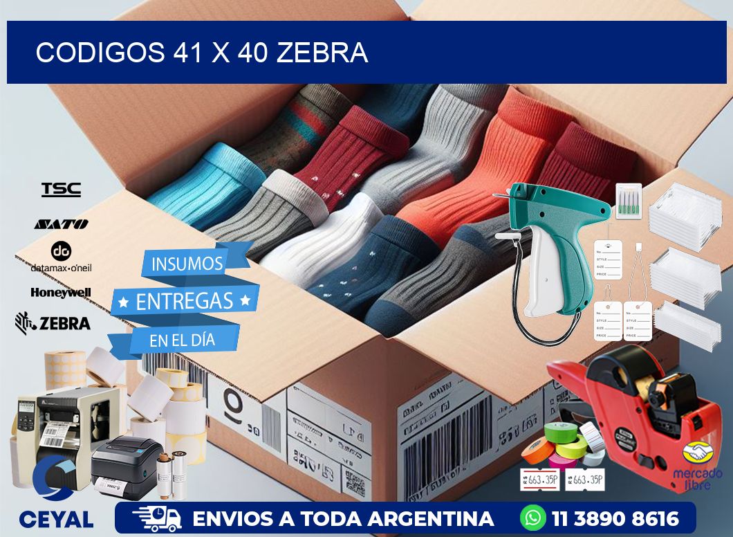 codigos 41 x 40 zebra