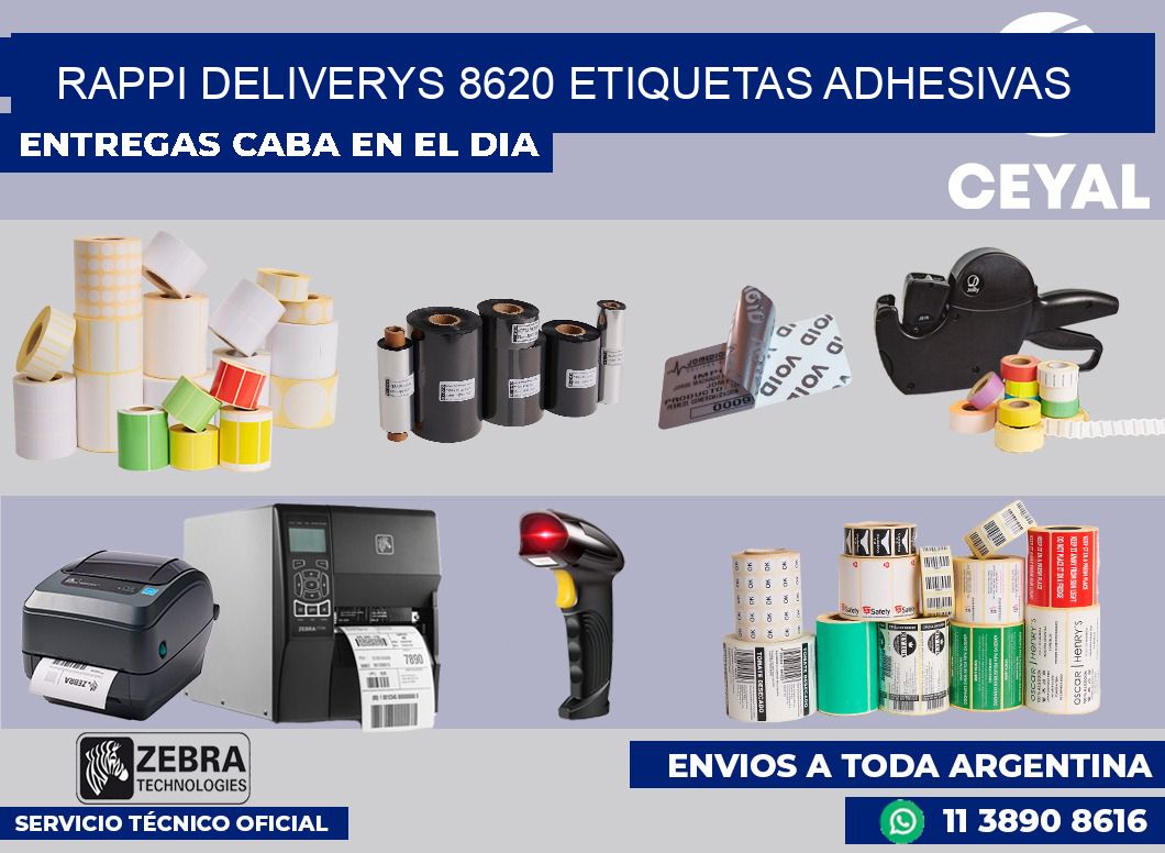 rappi deliverys 8620 etiquetas adhesivas