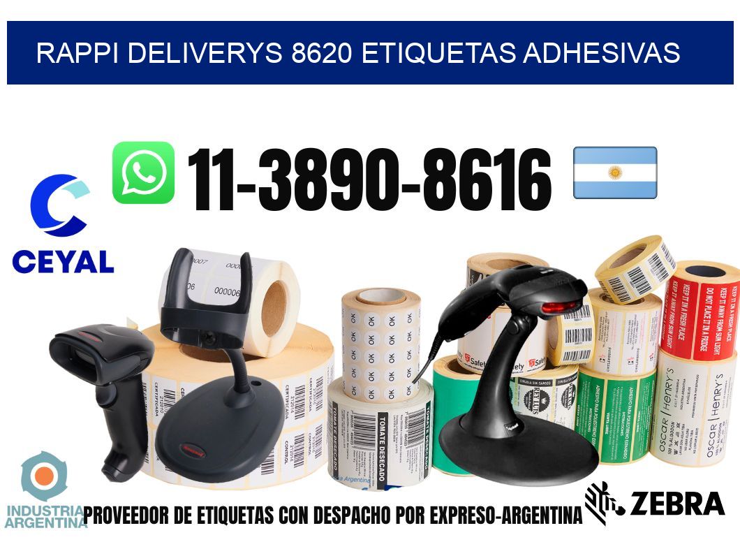 rappi deliverys 8620 etiquetas adhesivas