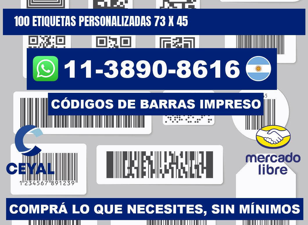 100 ETIQUETAS PERSONALIZADAS 73 x 45